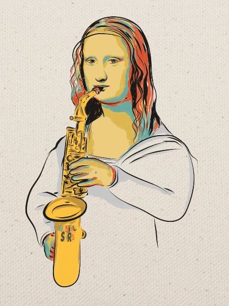 Monalisa spielt Saxophon