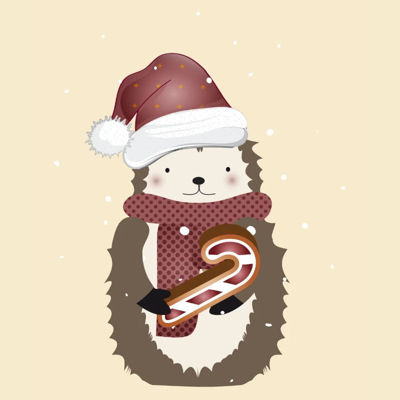 hérisson doré pour Noël avec de la canne à sucre