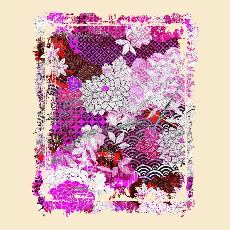 Japanese Floral Pattern Chrysanthemum Cherry