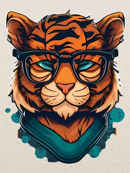 Tiger als Nerd mit Buch