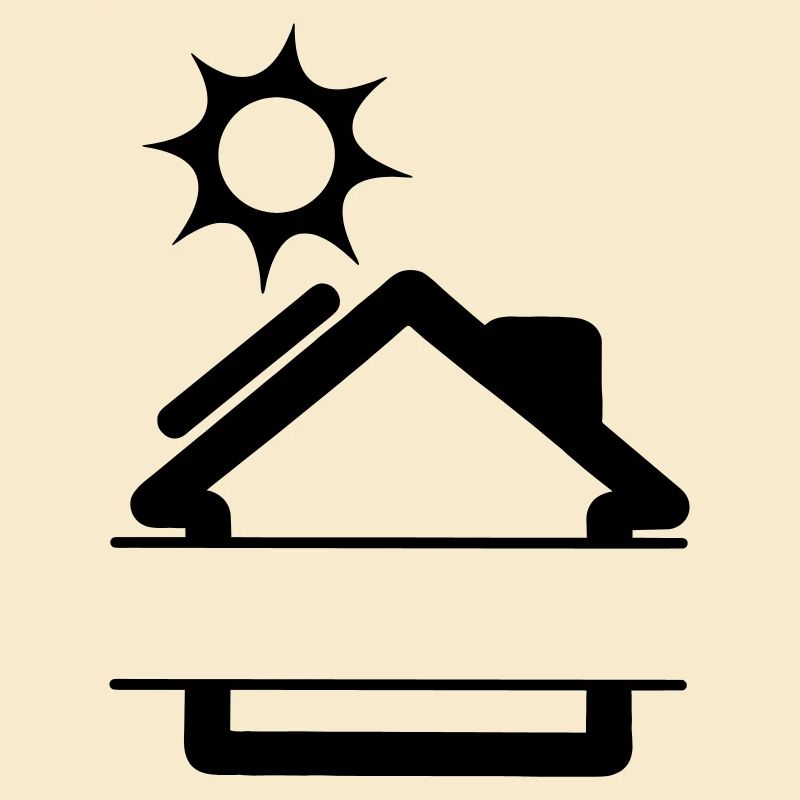 Solar panel on house with sun