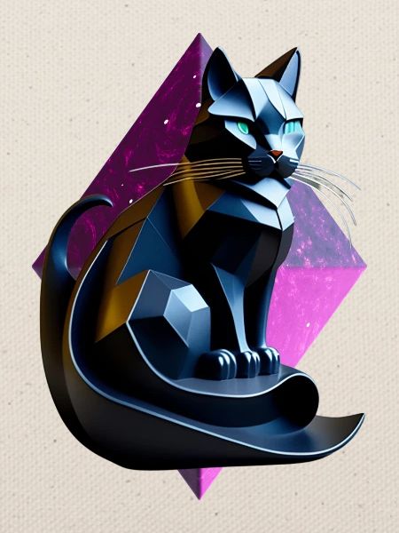 Schwarzes Katzen-Origami-Profil