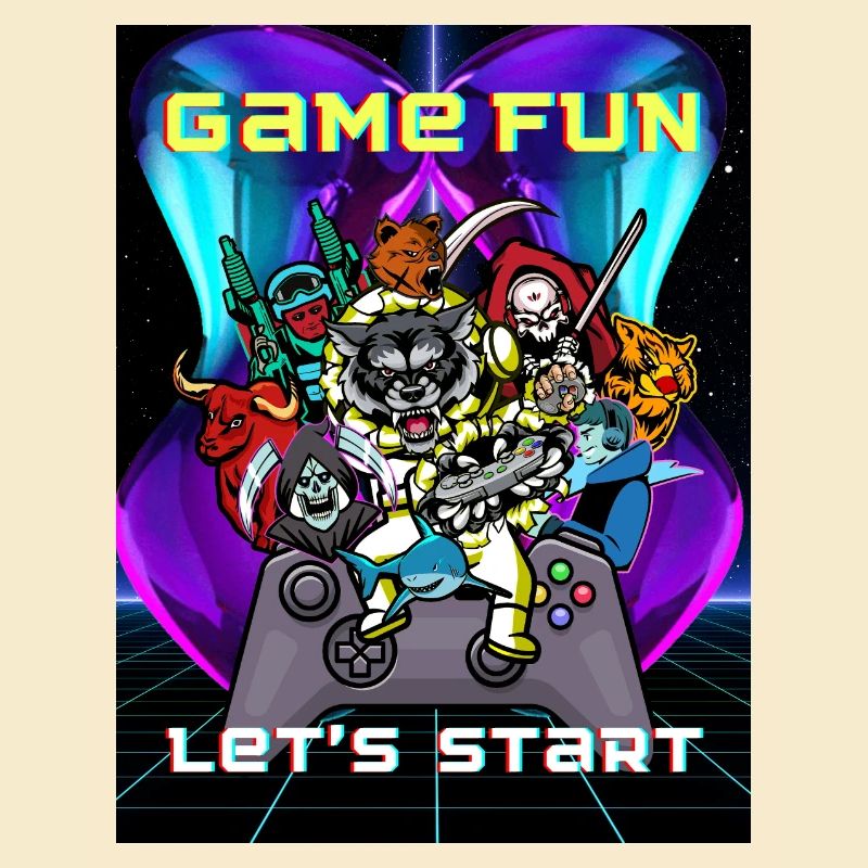Spruch GAME FUN Let's Start Gamer Group