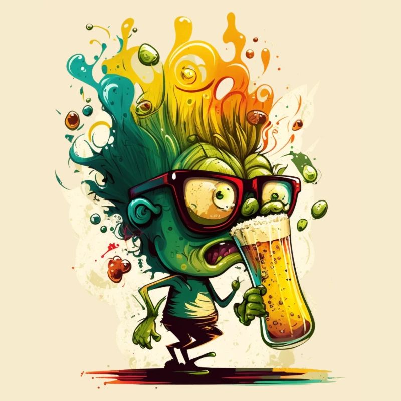 Drôle de petit nerd de bière verte