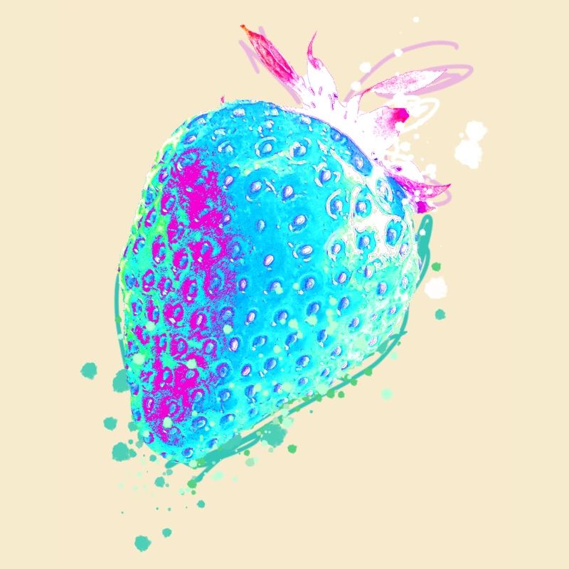 Erdbeere, blau, popart, artwork,blaue erdbeere