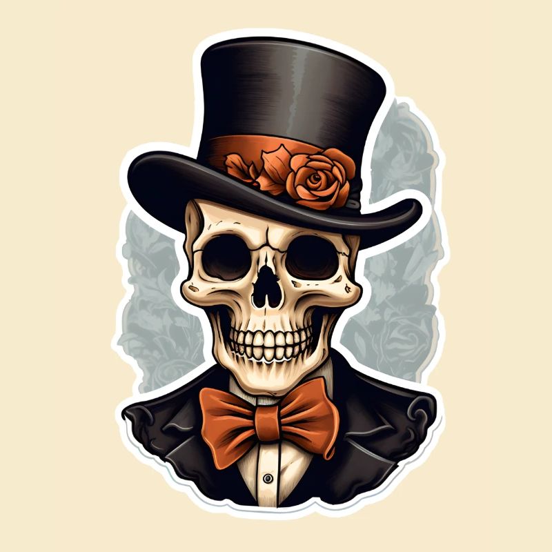 Skull with Top Hat Halloween