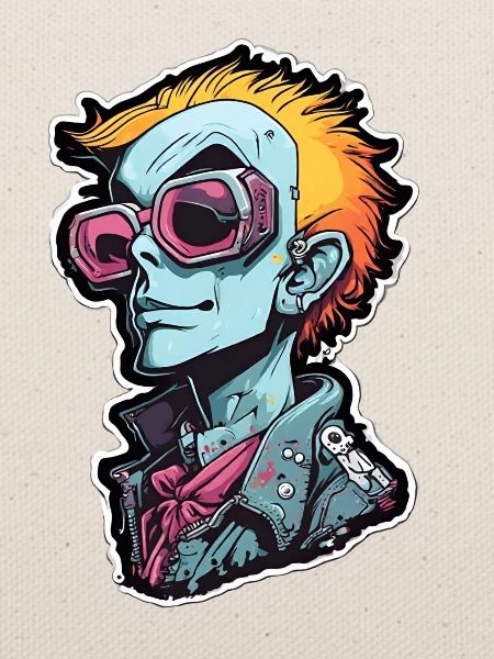 Blauer Punk mit Neon Goggles