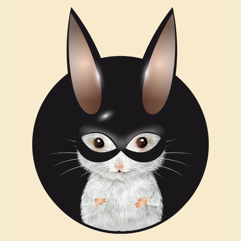 Cute White Mouse with Bunny Mask in Patch