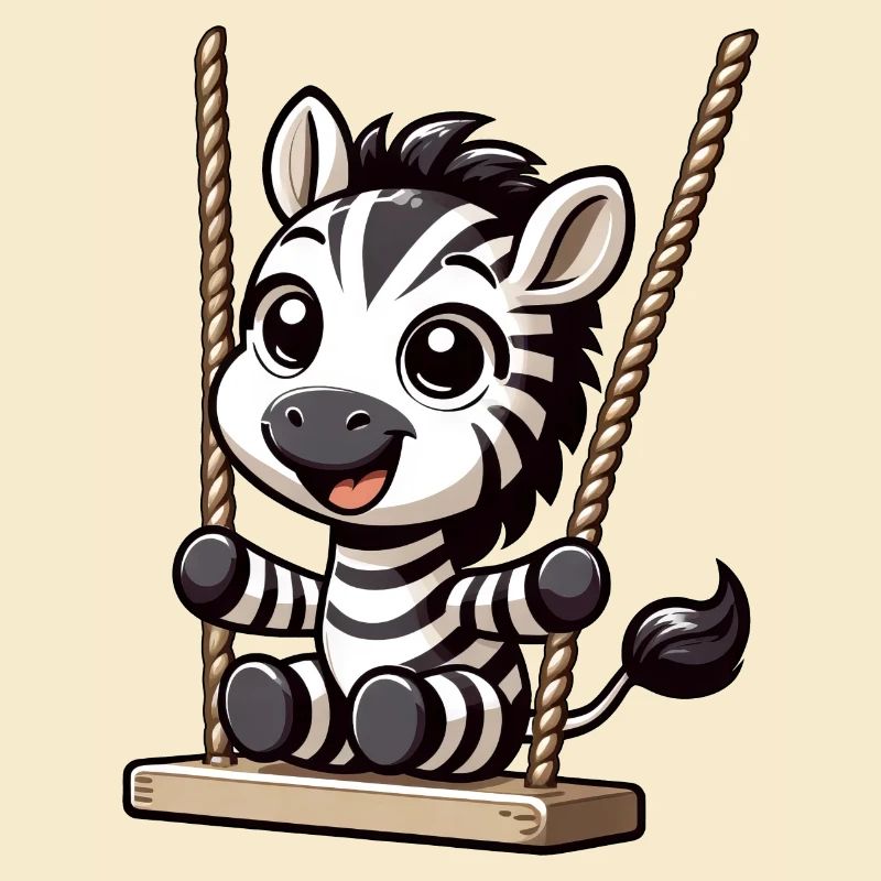 Ein süßes Zebra sitzt auf einer Schaukel