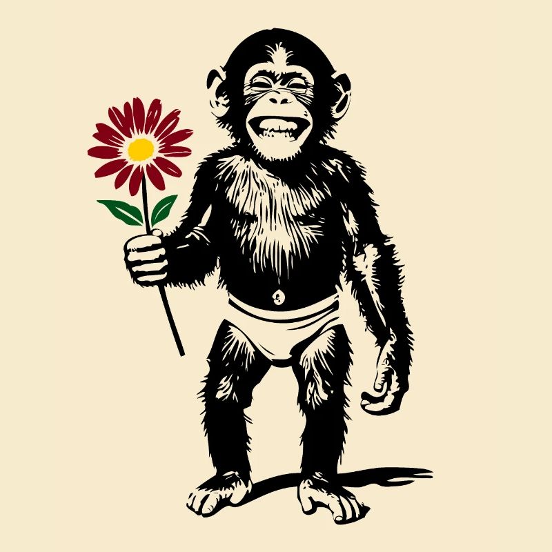 Affe mit Blume Valentinsgeschenk