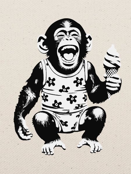 Lachendes Äffchen mit Eis