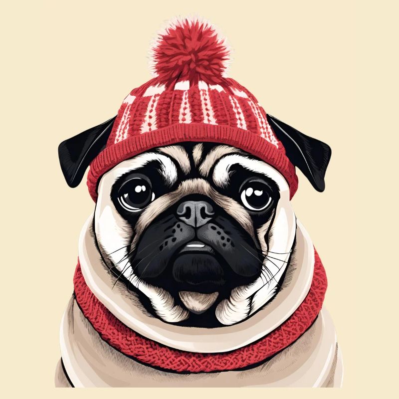 Mops mit Mütze