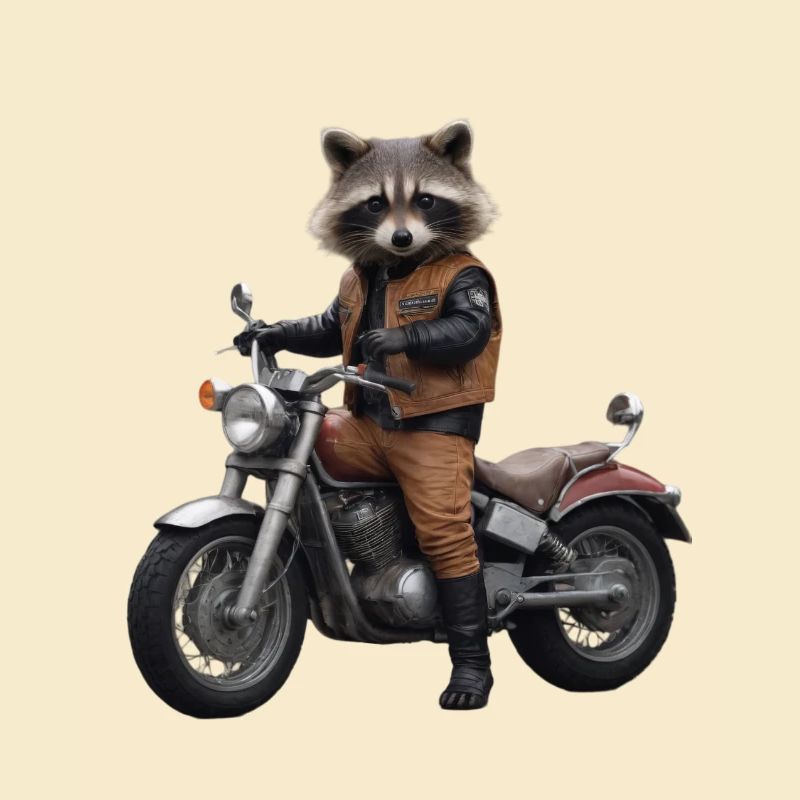 Waschbär-Biker