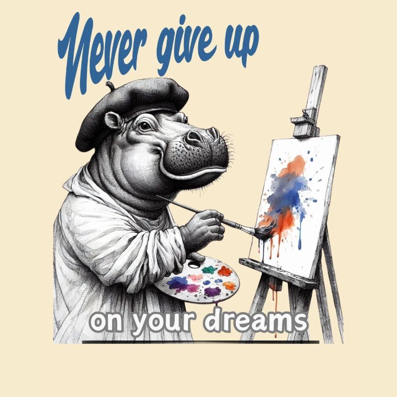 Gib niemals auf Painter Hippo