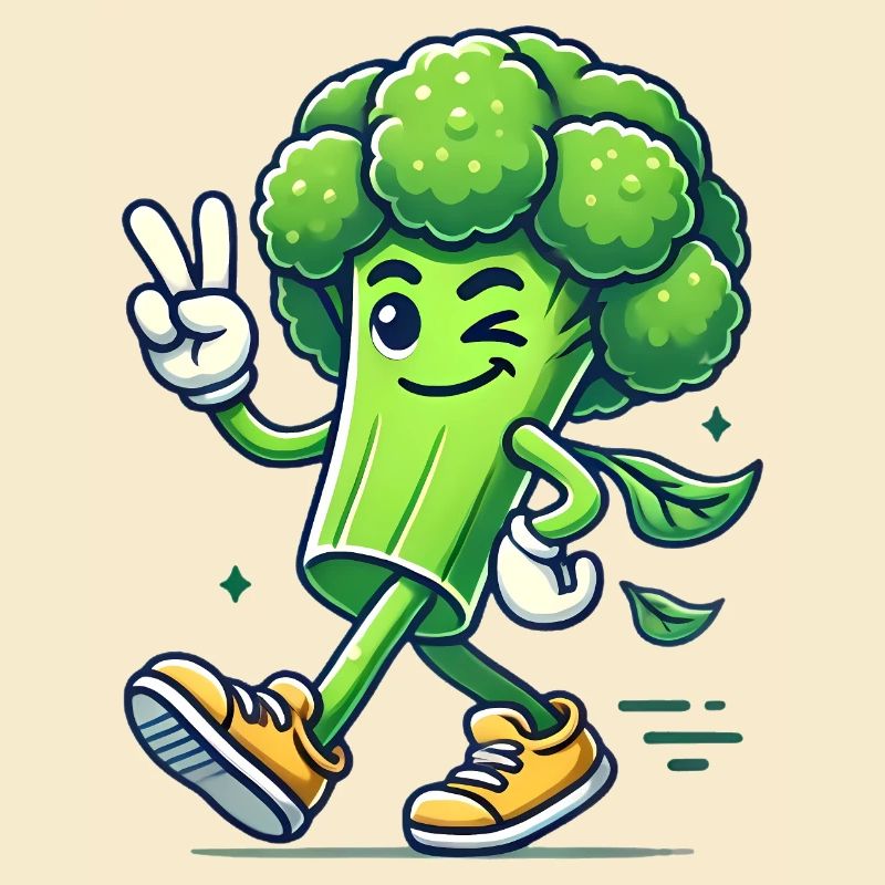 Cool Walking Broccoli Cartoon Design