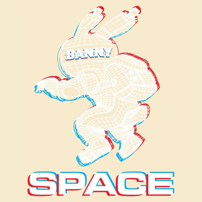 Abstrakter Space Bunny mit 3D-Effekt