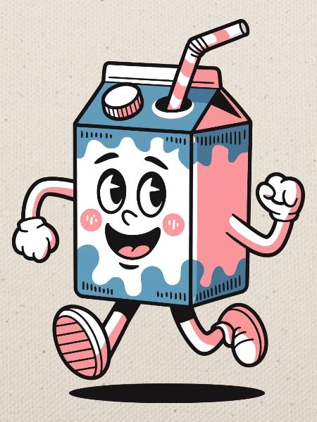 Milchtüte Maskottchen Dash