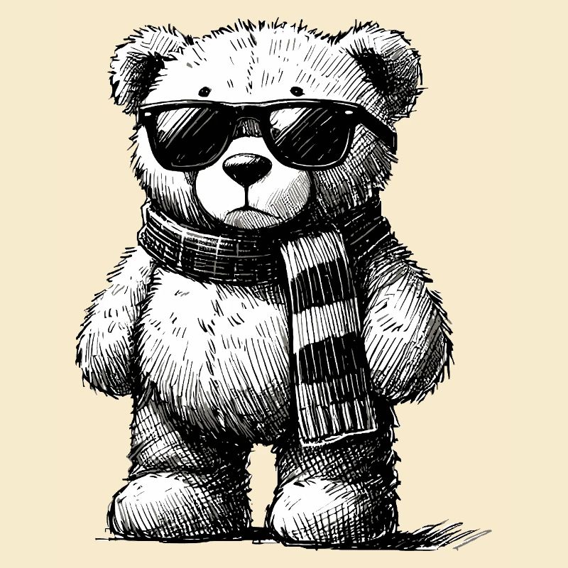 Cool Teddy Bear – Vintage Drawing