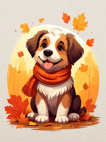 Hund im Herbst