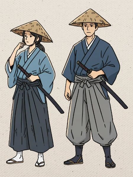 Samurai Duett im Kimono Ronin Paar