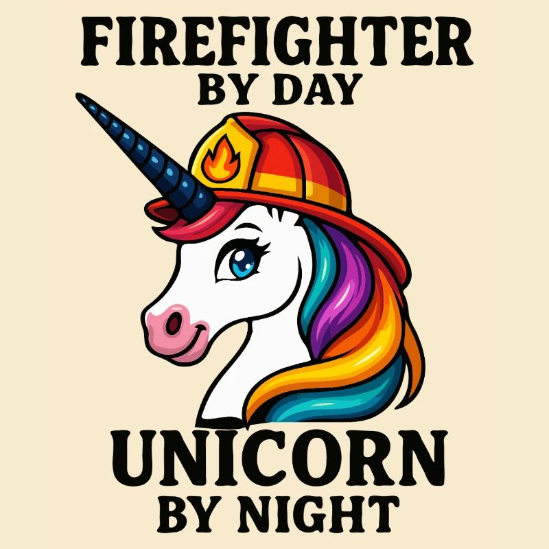 Firefighter Unicorn by Night