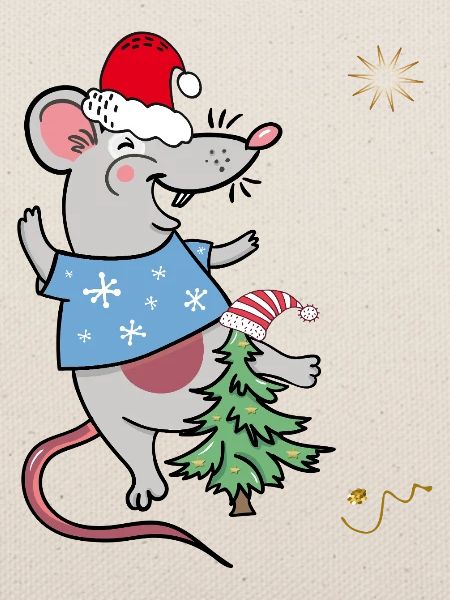 Weihnachtsmaus mit Tannenbaum