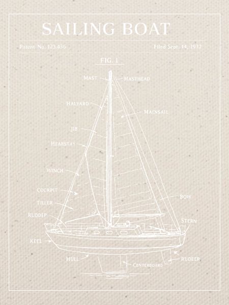 Segelboot-Blaupausen-Linienkunst