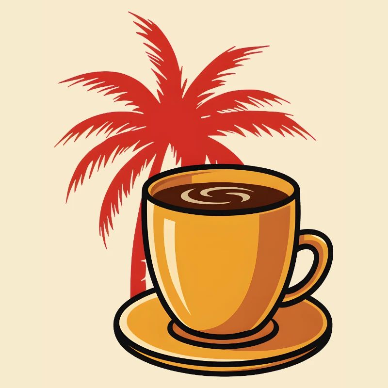 Tropischer Kaffee Palmenstil