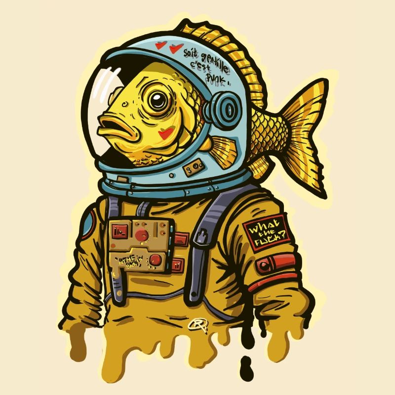 Fischastronauten-Straßenkunst