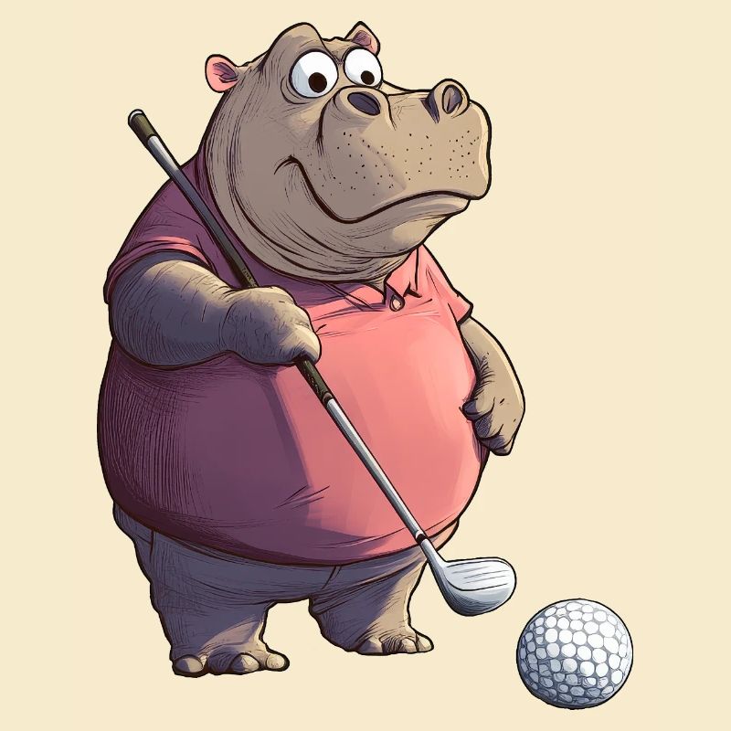 Nilpferde Golf / Golfer Nilpferd