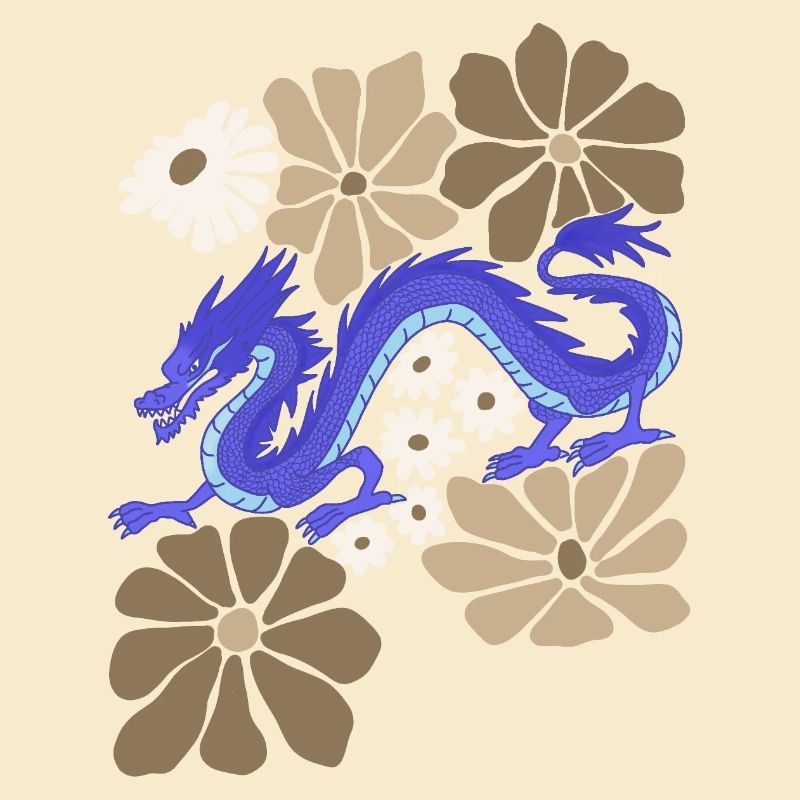 Blumenblauer Drache