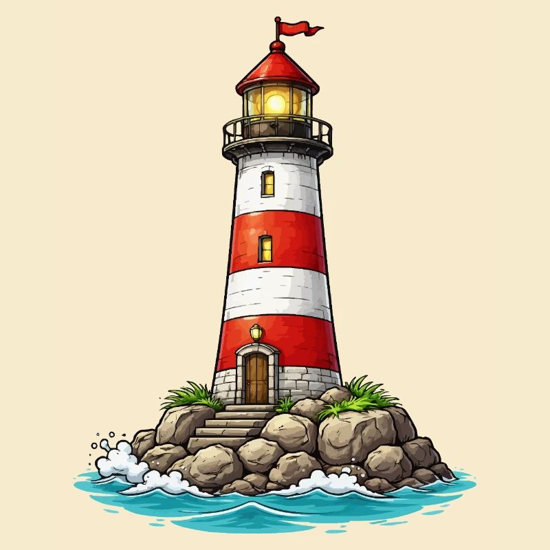 Lighthouse with red stripes