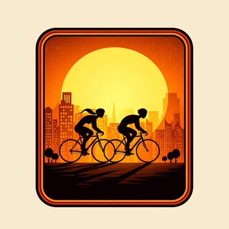 cyclists sunset