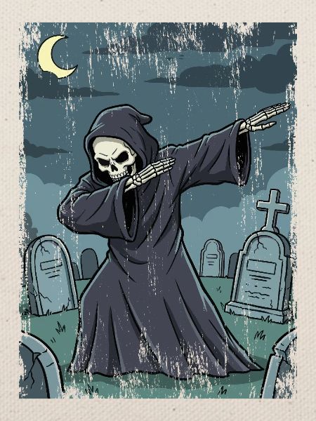 Grim Reaper im nächtlichen Friedhof