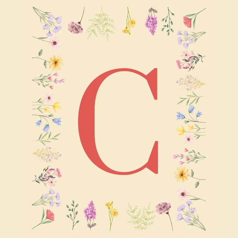 Florale Initialen "C", Buchstaben Monogramm 