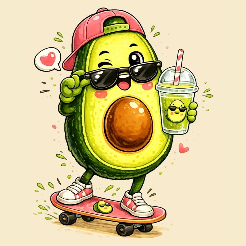 Avocado Skater mit Drink