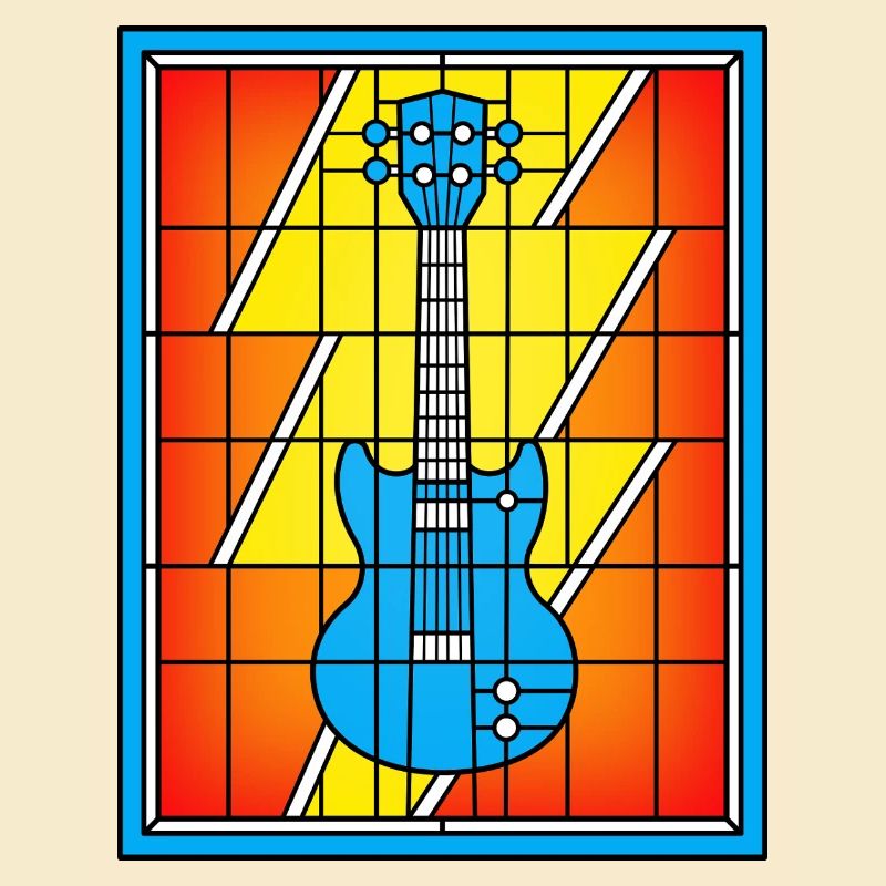 Buntglas-Blaue Gitarre