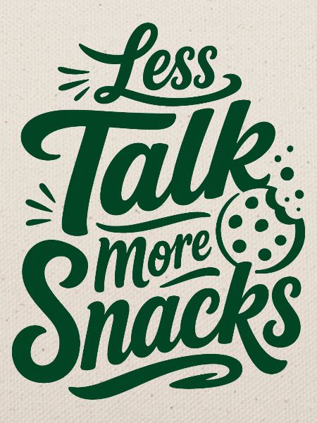 Less Talk More Snacks – Snack-Spruch