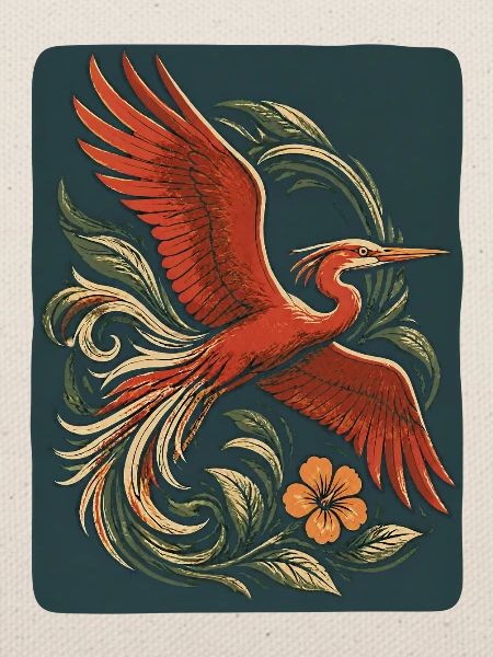 Roter Phoenix im Tattoo-Stiel 