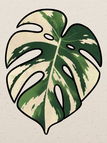Monstera-Variegated Leaf Silhouette