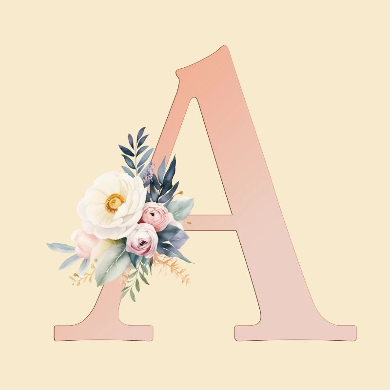 A Monogram, Floral, Boho