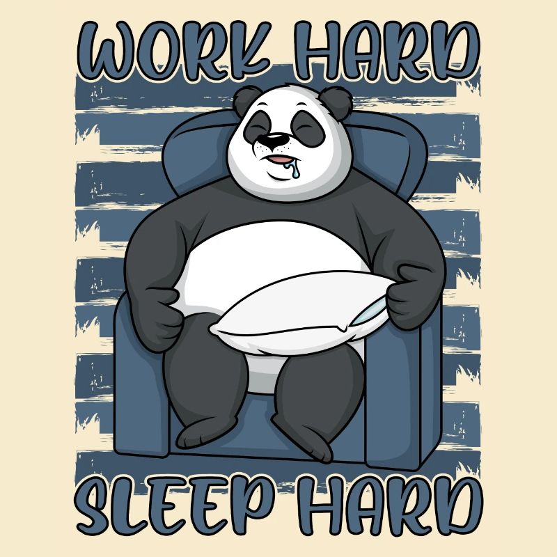 Panda Working Hard Sleeping Hard Funny Sayings
