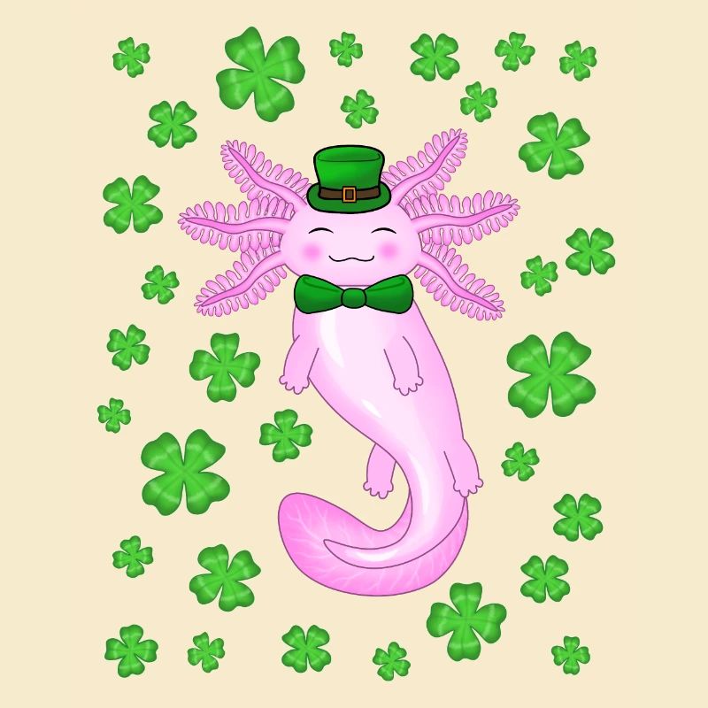 Axolotl de la Saint-Patrick rose