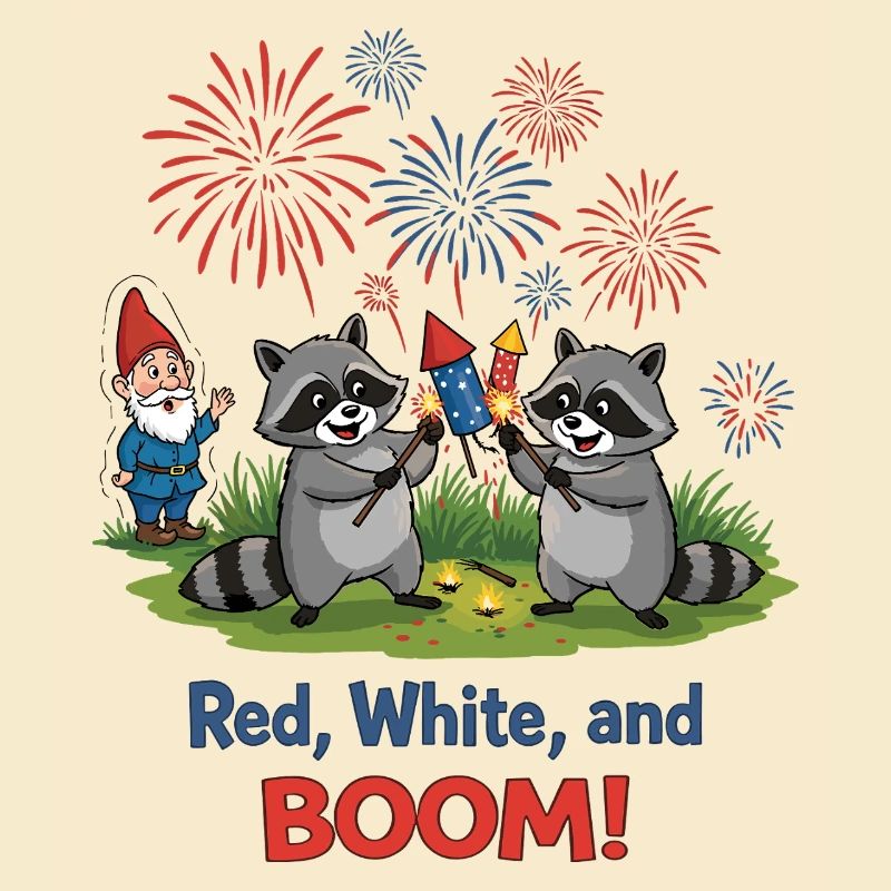Raton laveur 4 juillet Feu d’artifice