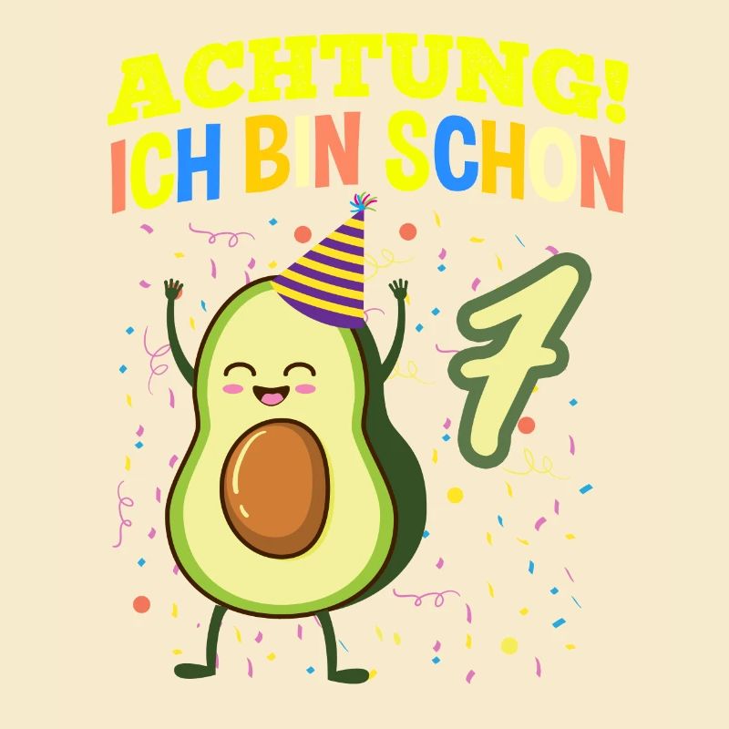 Achtung Ich Bin Schon 7 Obst Geburtstag Avocado