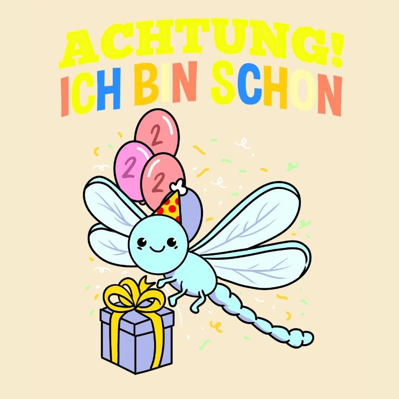 Achtung Ich Bin Schon 2 Geburtstag Libelle