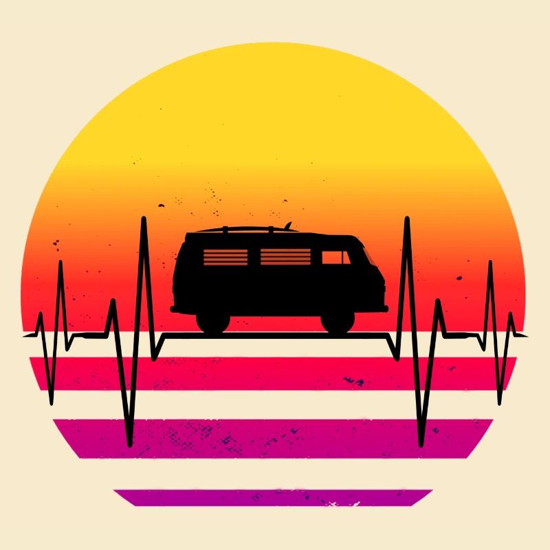 Bully Surf Trip Surfer Van Retro Sunset