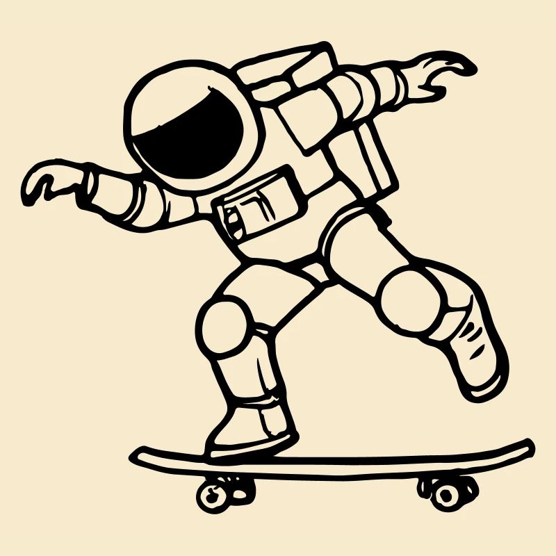 Astronaut rides skateboard space astronauts