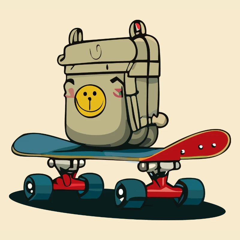 Skateboard and backpack