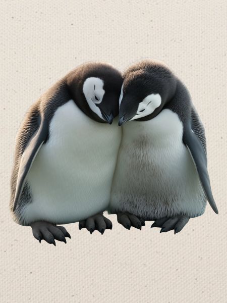 Zwei Pinguine umarmen sich